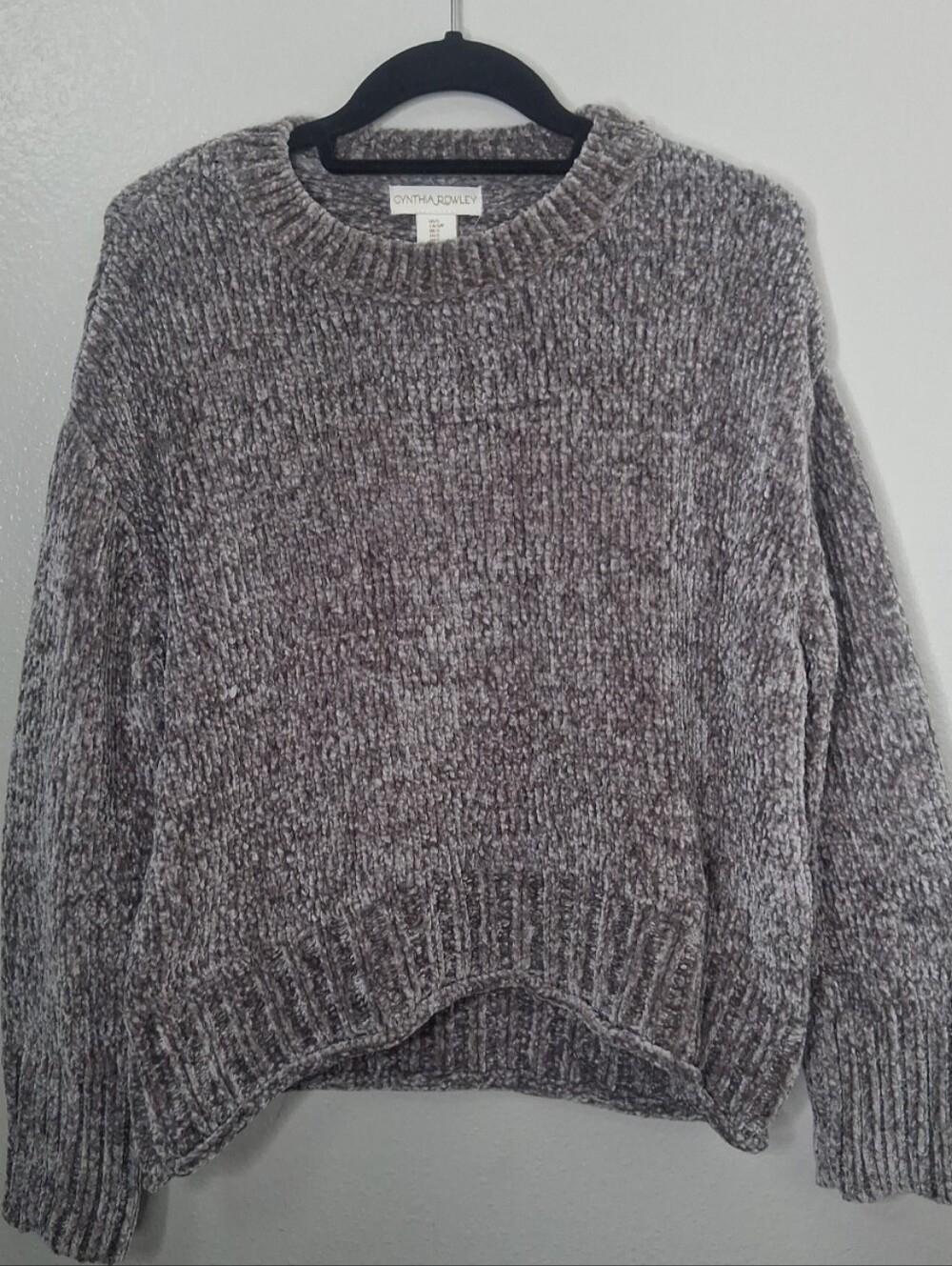 Cynthia Rowley Chunky Knit Chenille Cozy Sweater Gray Size Small